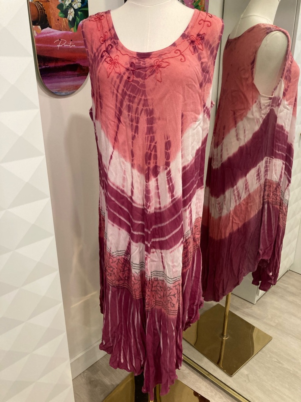 Charlie Paige Sleeveless Tie-Dye Dress in Rose and Purple